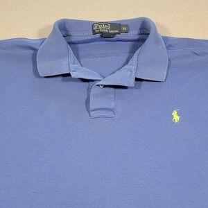 VTG 90s Polo Ralph Lauren‎ Blue Polo Shirt Classic Fit Short Sleeve Mens Size XL